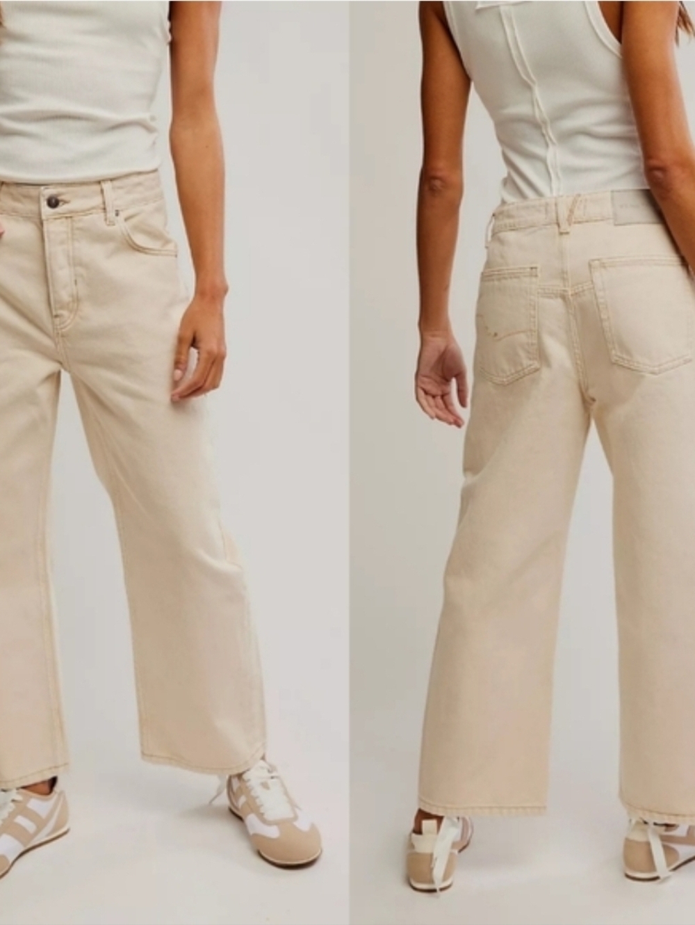 WE THE FREE Deep Trance Dropped Barrel Boyfriend Jeans In Casual Khaki 27.